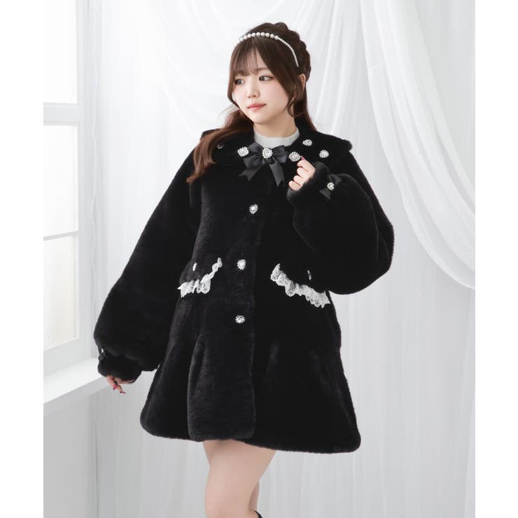 【美品】アルベロベロ♥️ぶたさんキラキラビジュワッペンツイードコート キラキラツイードおひめさまコート - Ank Rouge(アンクルージュ