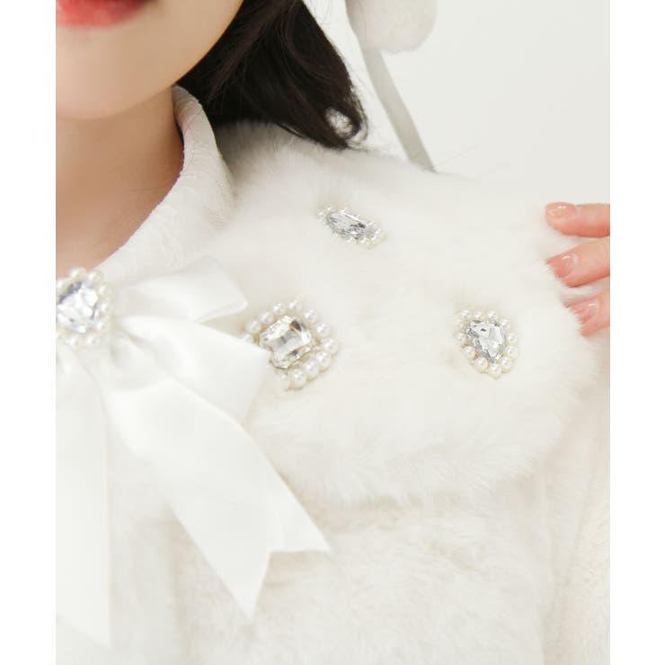 キラキラビジュー襟デザインファーコート 量産型 地雷系 夢展望 | DearMyLove | 詳細画像9 