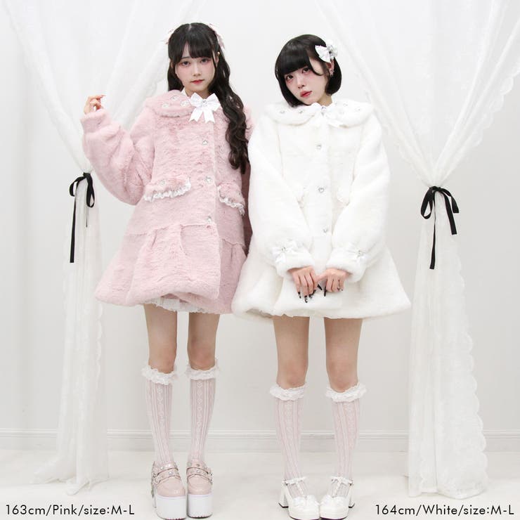 キラキラビジュー襟デザインファーコート 量産型 地雷系 夢展望 | DearMyLove | 詳細画像22 