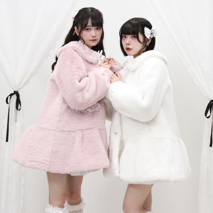 キラキラビジュー襟デザインファーコート 量産型 地雷系 夢展望 | DearMyLove | 詳細画像26 