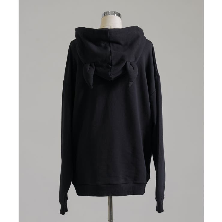 上質スウェットデビル悪魔の角耳付きオーバースウェットorZIP