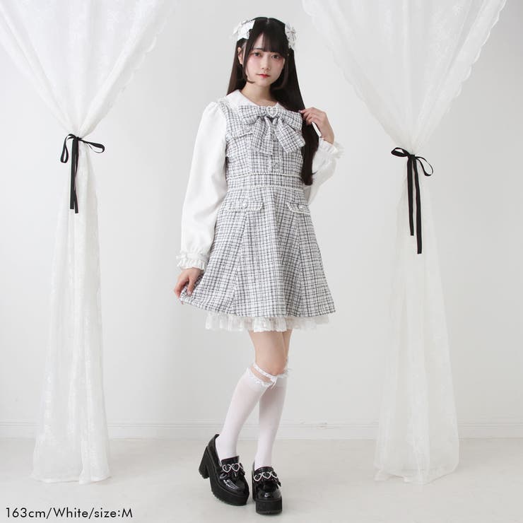 ハートパールお嬢様ツイードワンピース 量産型 地雷系 夢展望 | DearMyLove | 詳細画像2 
