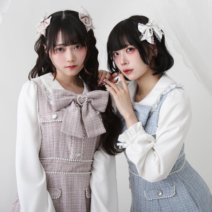 ハートパールお嬢様ツイードワンピース 量産型 地雷系 夢展望