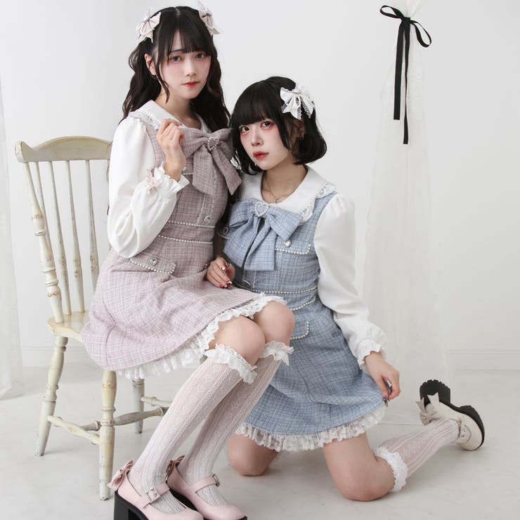 【福袋セール】 ハートパールお嬢様ツイードワンピース 量産型 夢展望 地雷系 ワンピース