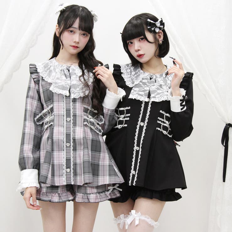 地雷 オフショル ハート ベルト ブラウス ベルト バックル セットアップ ❤︎ 地雷 オフショル ハート ベルト ブラウス ベルト バックル