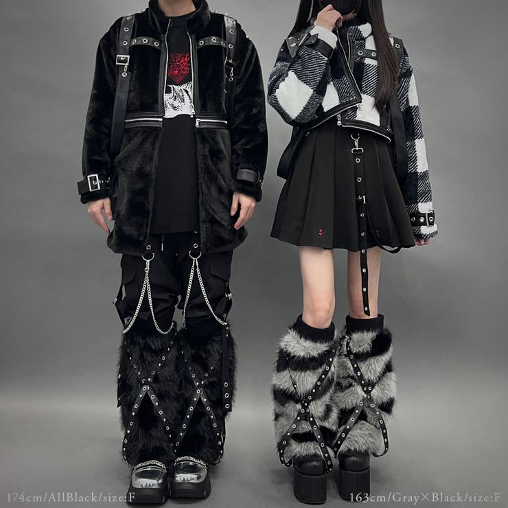 スタッズクロスブレードファーレッグウォーマー 量産型 地雷系 夢展望