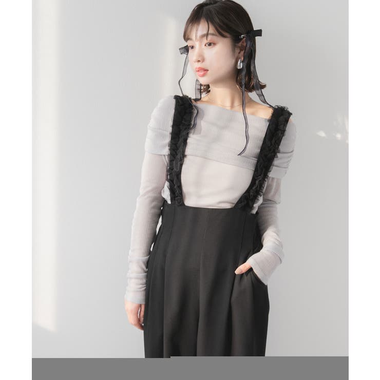 ハイウエストフリルサスペンダーパンツ 【大きいサイズ有】 韓国 夢展望 | 夢展望 | 詳細画像2 