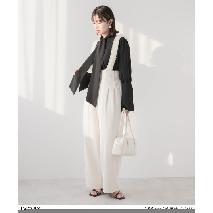 ハイウエストフリルサスペンダーパンツ 【大きいサイズ有】 韓国 夢展望 | 夢展望 | 詳細画像6 