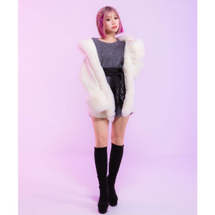 ストレッチY2K太ヒールロングブーツ 韓国 夢展望[品番