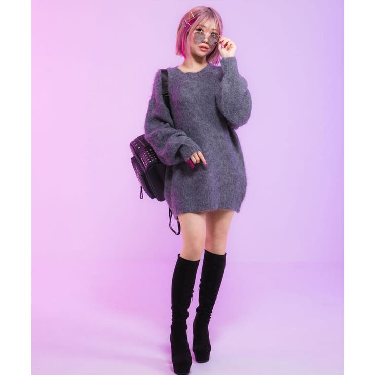 ストレッチY2K太ヒールロングブーツ 韓国 夢展望[品番