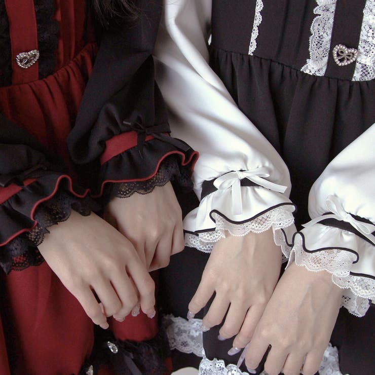 バラレースパールリボンハートビジューワンピース 量産型 地雷系 夢