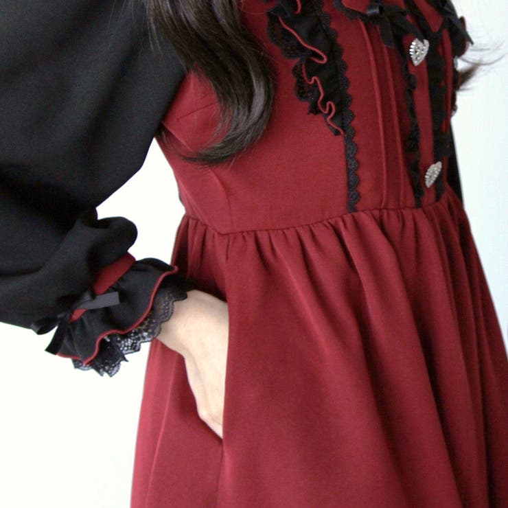 バラレースパールリボンハートビジューワンピース 量産型 地雷系 夢