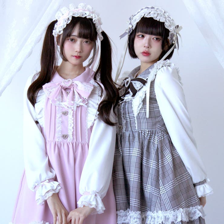 バラレースパールリボンハートビジューワンピース 量産型 地雷系 夢