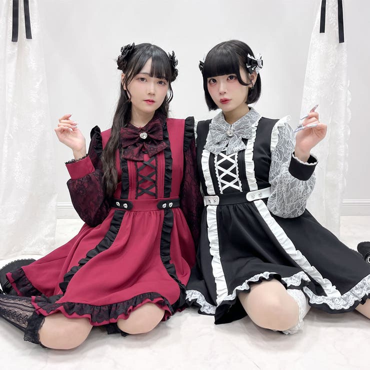 フリルたっぷりレースアップリボンワンピース 量産型 地雷系 夢展望 | DearMyLove | 詳細画像9 