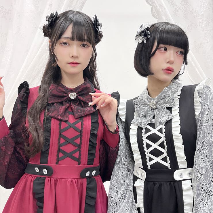 フリルたっぷりレースアップリボンワンピース 量産型 地雷系 夢展望 | DearMyLove | 詳細画像11 