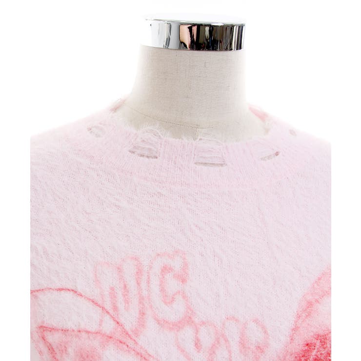 ふわふわダメージ加工バタフライビジューニットトップス 韓国 夢展望 | 夢展望 | 詳細画像16 