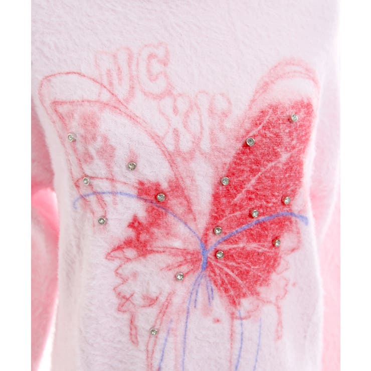 ふわふわダメージ加工バタフライビジューニットトップス 韓国 夢展望 | 夢展望 | 詳細画像17 