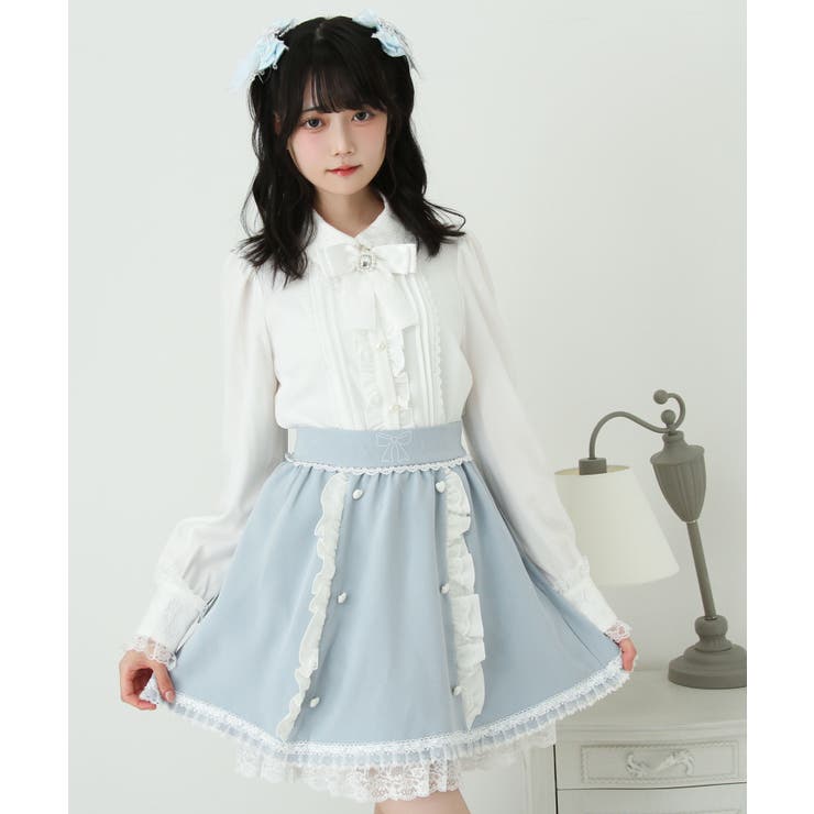 リボン刺繍ギャザースカート 量産型 地雷系 夢展望 | DearMyLove | 詳細画像8 