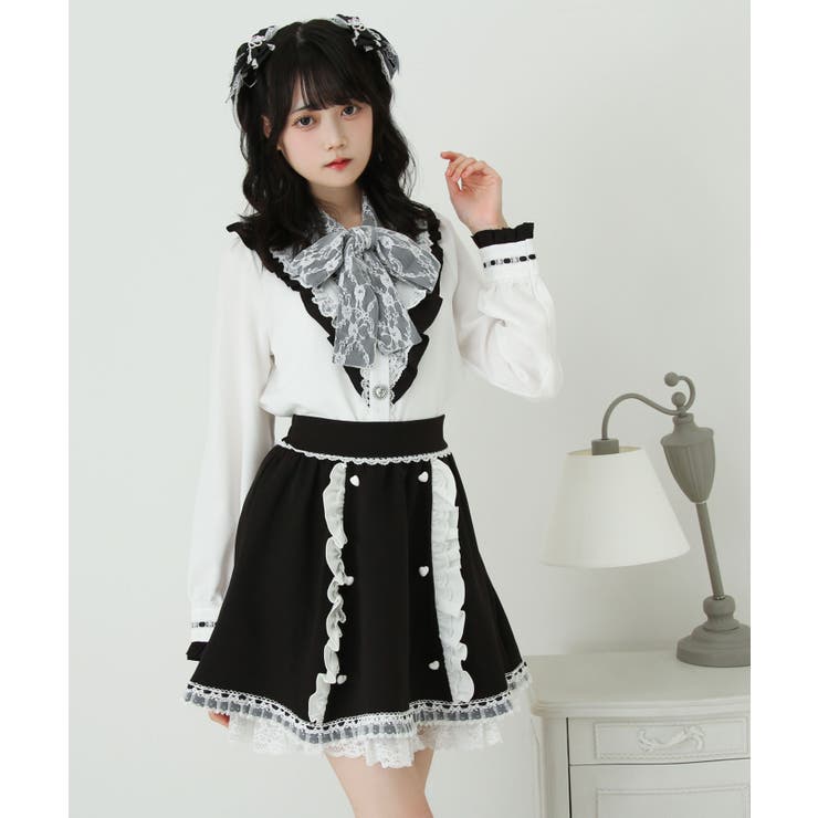 リボン刺繍ギャザースカート 量産型 地雷系 夢展望 | DearMyLove | 詳細画像19 