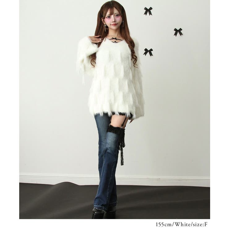 シャギーフリンジゆるニットトップス 韓国 夢展望 | 夢展望 | 詳細画像3 