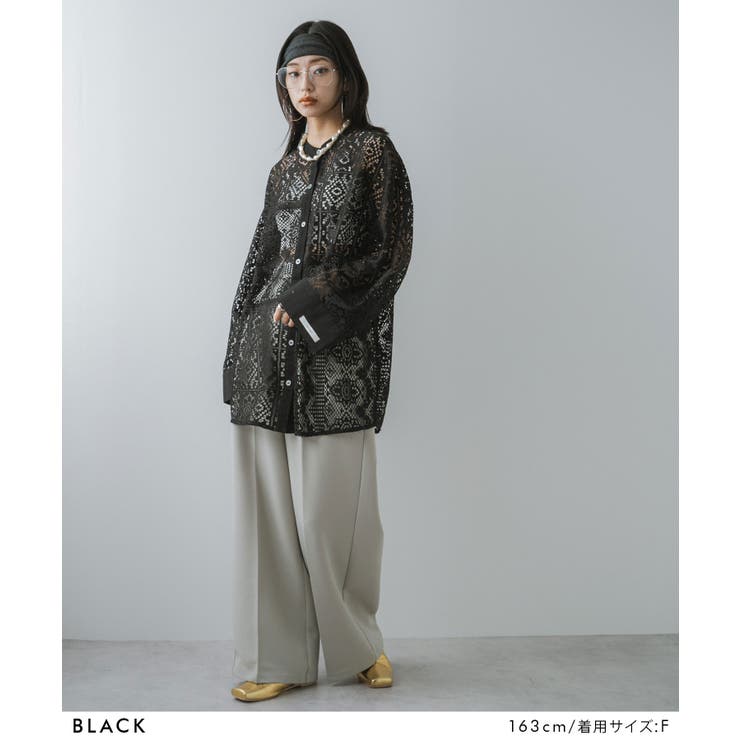 パッチワークレースオーバーサイズシャツ 韓国 夢展望 | 夢展望 | 詳細画像12 