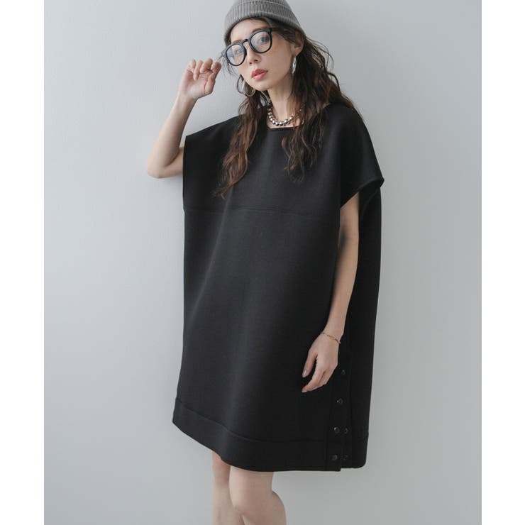 ブラック | ボンディングミニフレンチスリーブワンピース 韓国 夢展望 | 夢展望