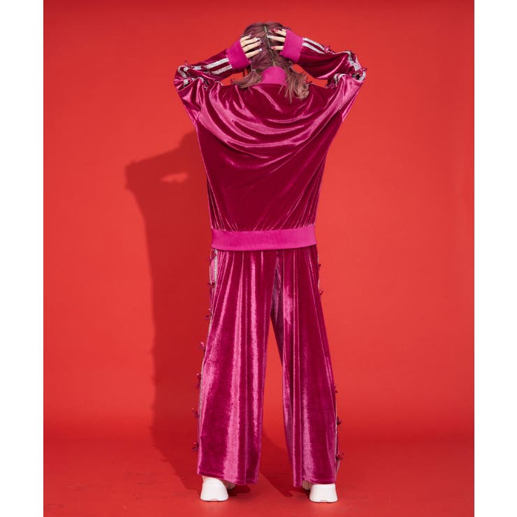 ビジューラインスタンドカラーベロアジャージパーカー 韓国 夢展望 | 夢展望 | 詳細画像4