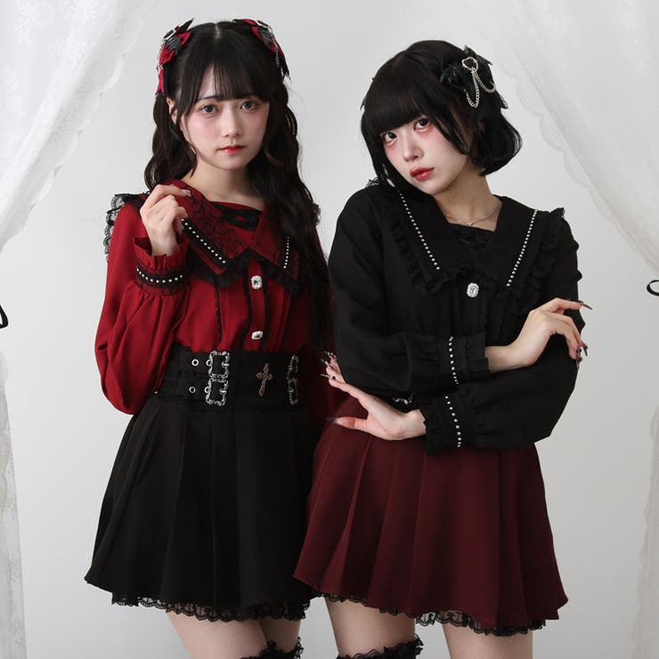 角襟クモレーススタッズブラウス 量産型 地雷系 夢展望 | DearMyLove | 詳細画像4 