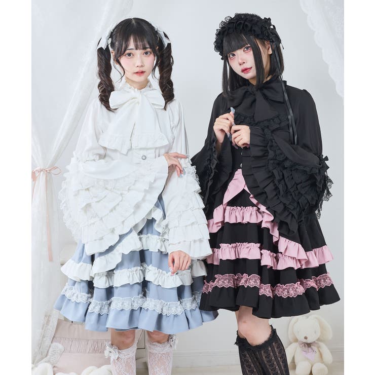 DearMyLove フリルハイネックレースリボンプリンセスブラウス DearMyLove ブラウス シャツ フリルハイネックレースリボン
