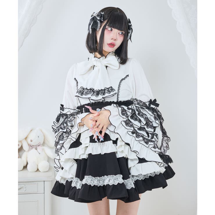 フリルハイネックレースリボンプリンセスブラウス 量産型 地雷系 夢