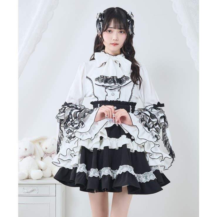フリルハイネックレースリボンプリンセスブラウス 量産型 地雷系 夢