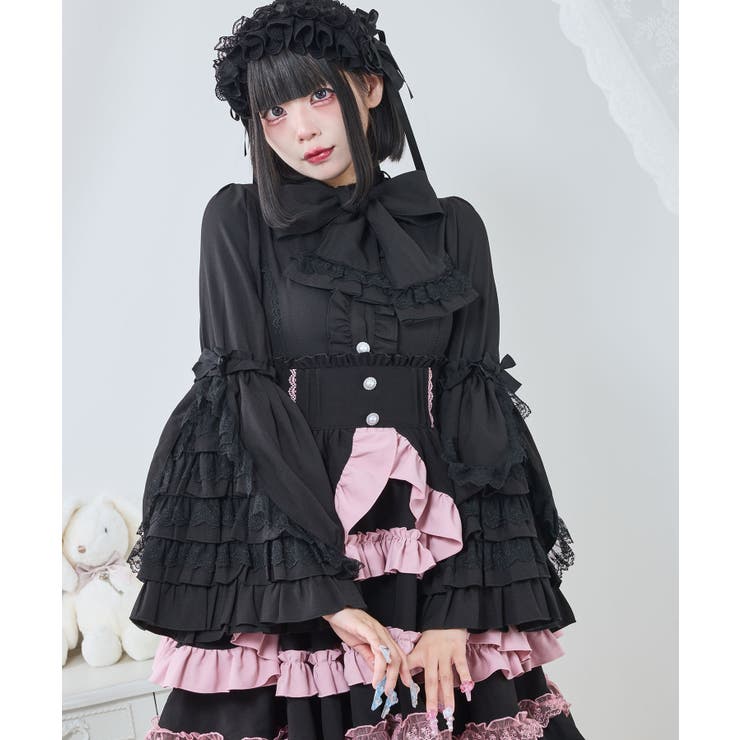 フリルハイネックレースリボンプリンセスブラウス 量産型 地雷系 夢