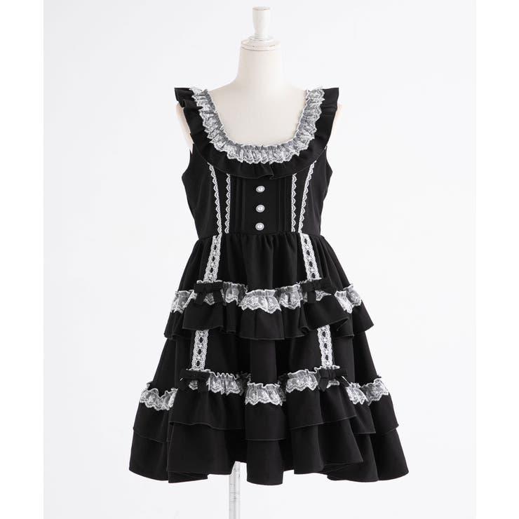 フリルたっぷりはしごレースリボンジャンスカ 量産型 地雷系 夢展望 | DearMyLove | 詳細画像36 