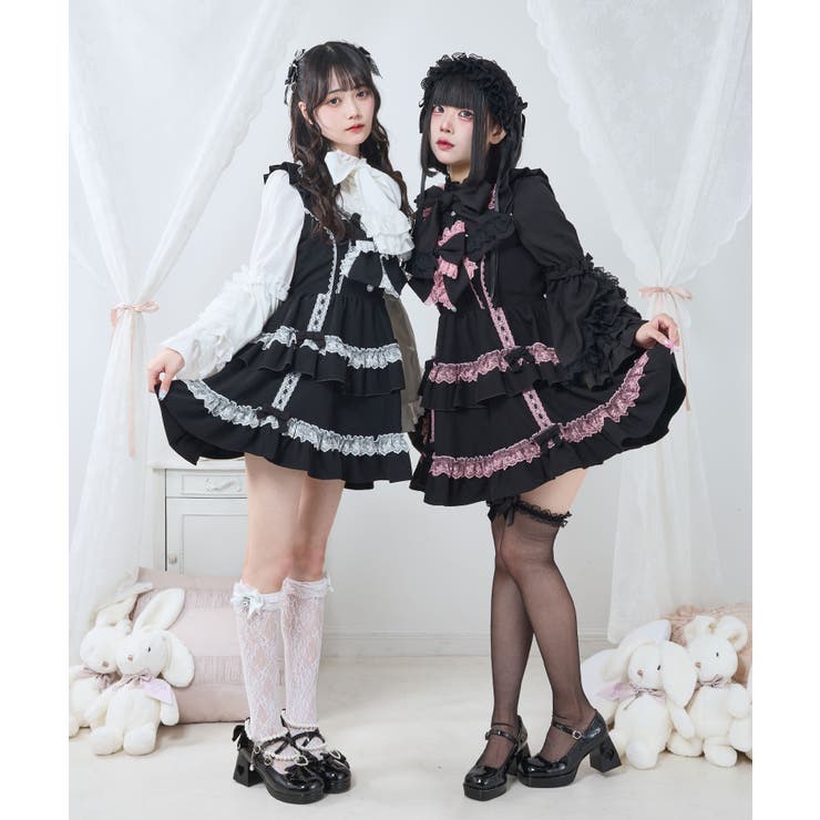 フリルたっぷりはしごレースリボンミニジャンスカ 量産型 地雷系 夢展望 | DearMyLove | 詳細画像16 