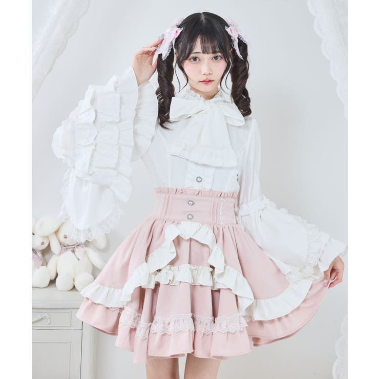 カシュクールフリルたっぷりリボンミニスカート 量産型 地雷系 夢展望 | DearMyLove | 詳細画像7 