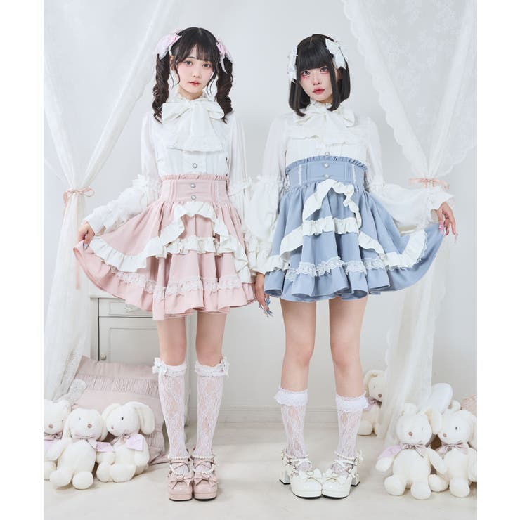 カシュクールフリルたっぷりリボンミニスカート 量産型 地雷系 夢展望 | DearMyLove | 詳細画像9 