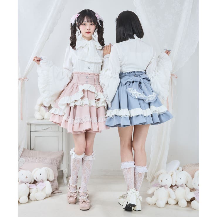 カシュクールフリルたっぷりリボンミニスカート 量産型 地雷系 夢展望 | DearMyLove | 詳細画像11 