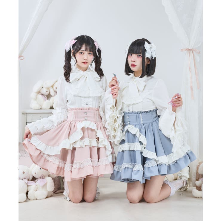 カシュクールフリルたっぷりリボンミニスカート 量産型 地雷系 夢展望 | DearMyLove | 詳細画像12 