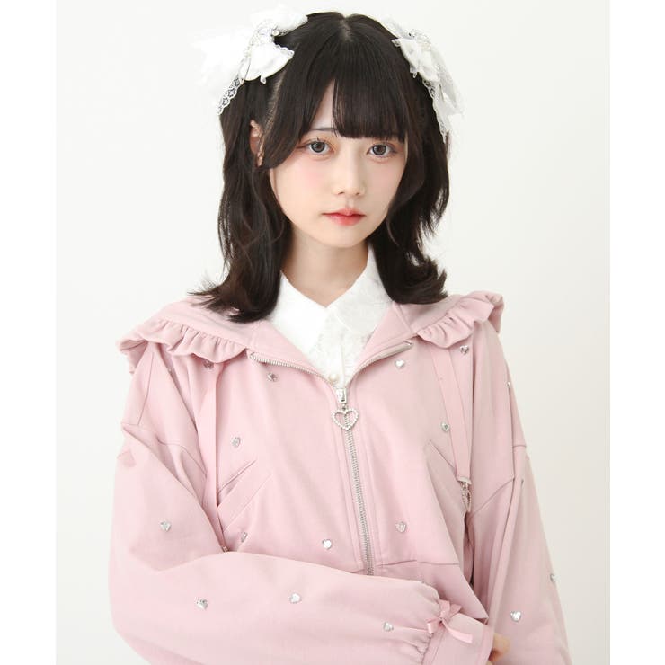 ハートドットビジューフリルショートパーカー 量産型 地雷系 夢展望 | DearMyLove | 詳細画像11 