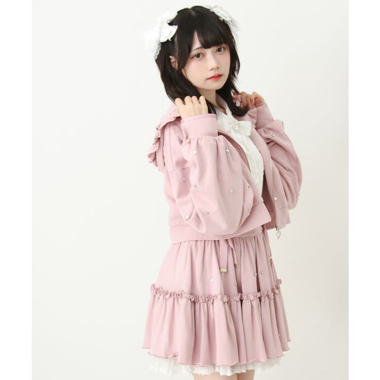 ハートドットビジューフリルショートパーカー 量産型 地雷系 夢展望 | DearMyLove | 詳細画像12 