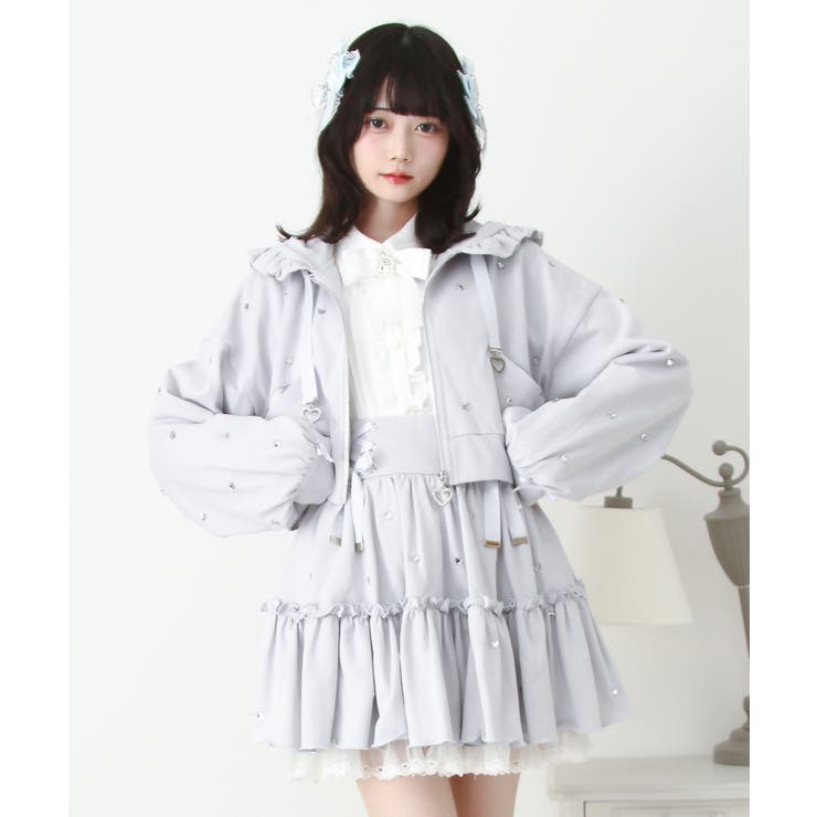 ハートドットビジューフリルショートパーカー 量産型 地雷系 夢展望 | DearMyLove | 詳細画像14 