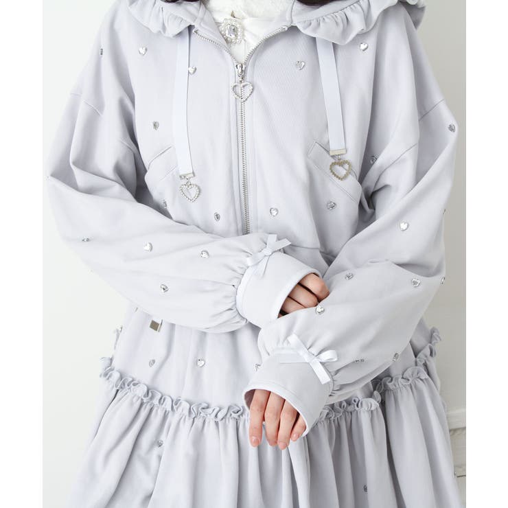 ハートドットビジューフリルショートパーカー 量産型 地雷系 夢展望 | DearMyLove | 詳細画像18 