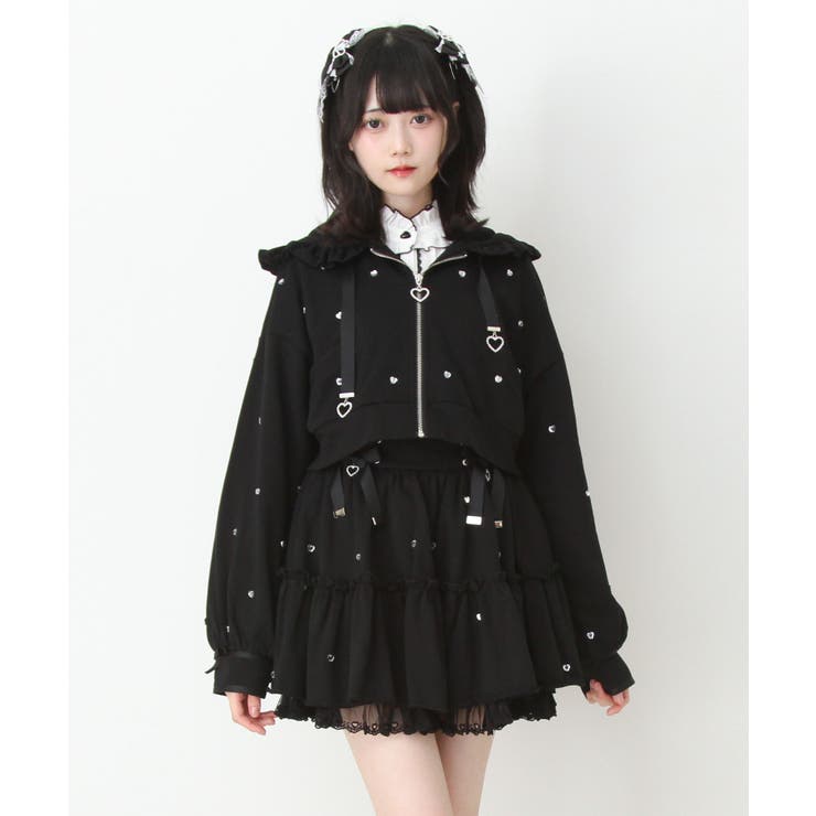 ハートドットビジューフリルショートパーカー 量産型 地雷系 夢展望 | DearMyLove | 詳細画像20 