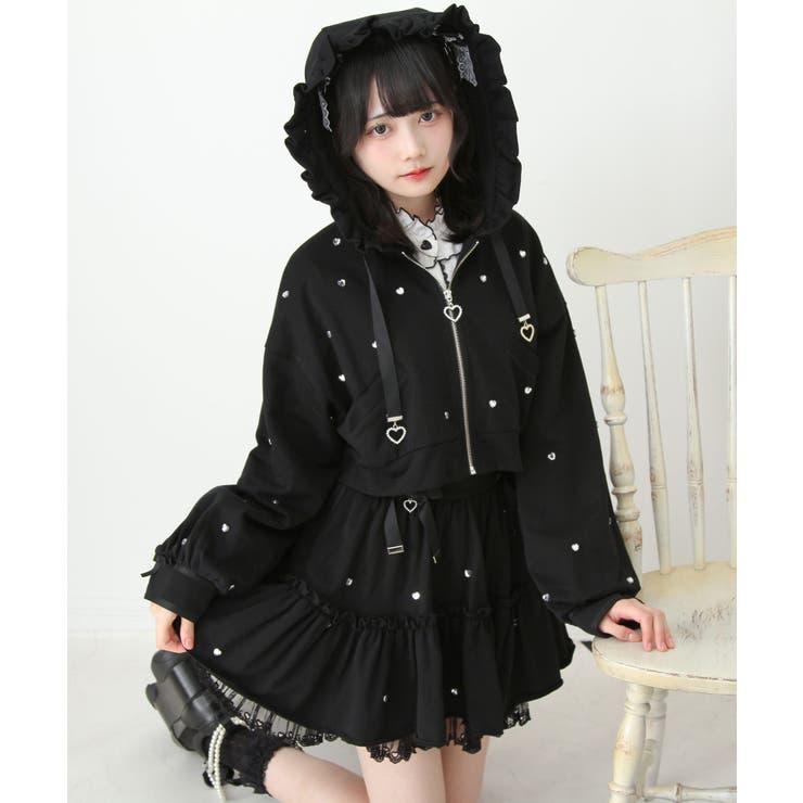 ハートドットビジューフリルショートパーカー 量産型 地雷系 夢展望 | DearMyLove | 詳細画像27 