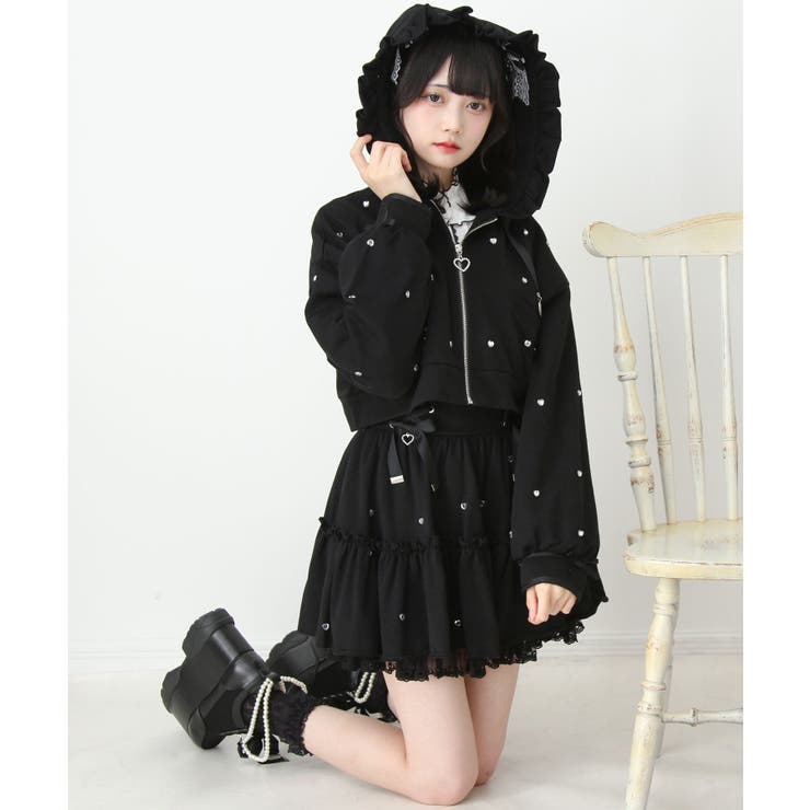 ハートドットビジューフリルショートパーカー 量産型 地雷系 夢展望 | DearMyLove | 詳細画像28 