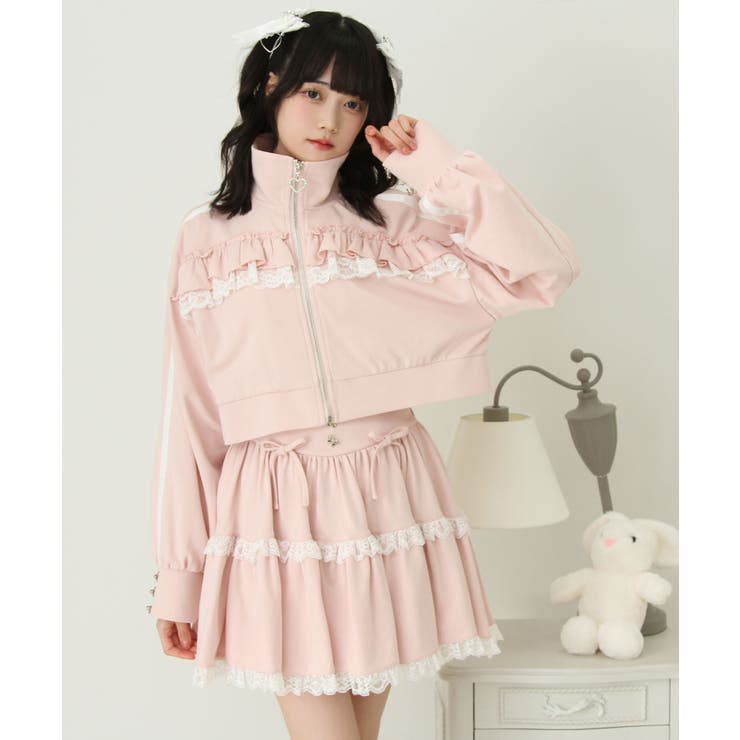ハイネックフリルレースリボンパーカー 量産型 地雷系 夢展望 | DearMyLove | 詳細画像2 