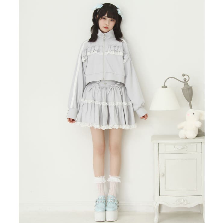 ハイネックフリルレースリボンパーカー 量産型 地雷系 夢展望 | DearMyLove | 詳細画像10 