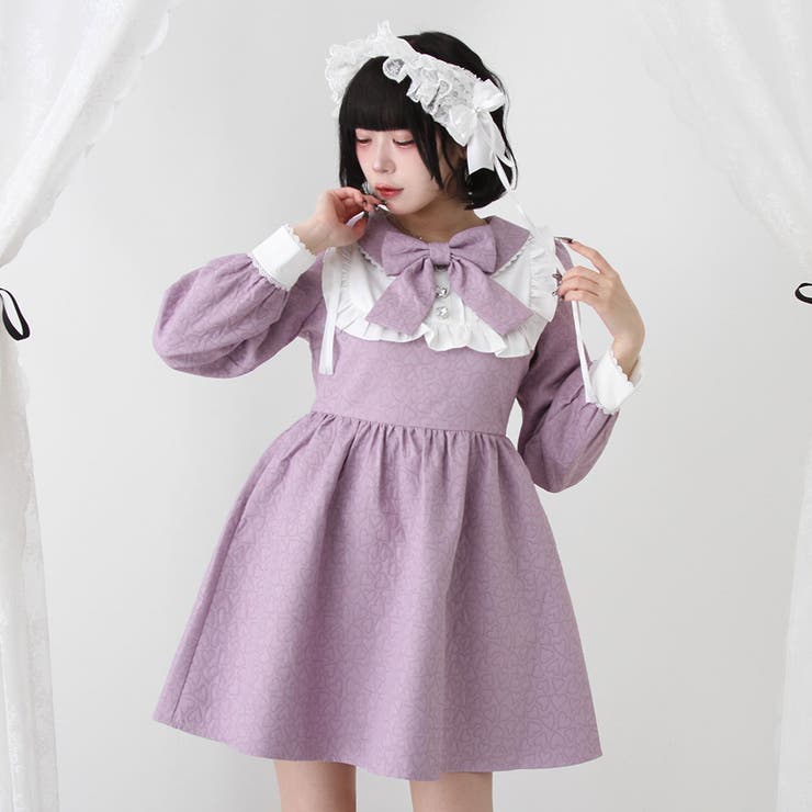 長袖 ロリータワンピース ドレス くすみピンク 姫系 メイド服