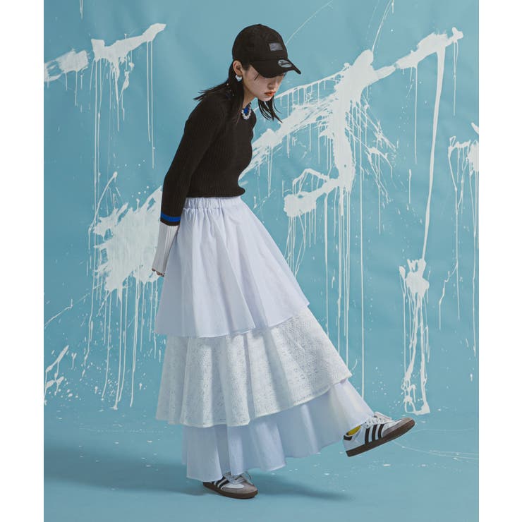 ティアードロングナイロンスカート 韓国 夢展望 | 夢展望 | 詳細画像3 