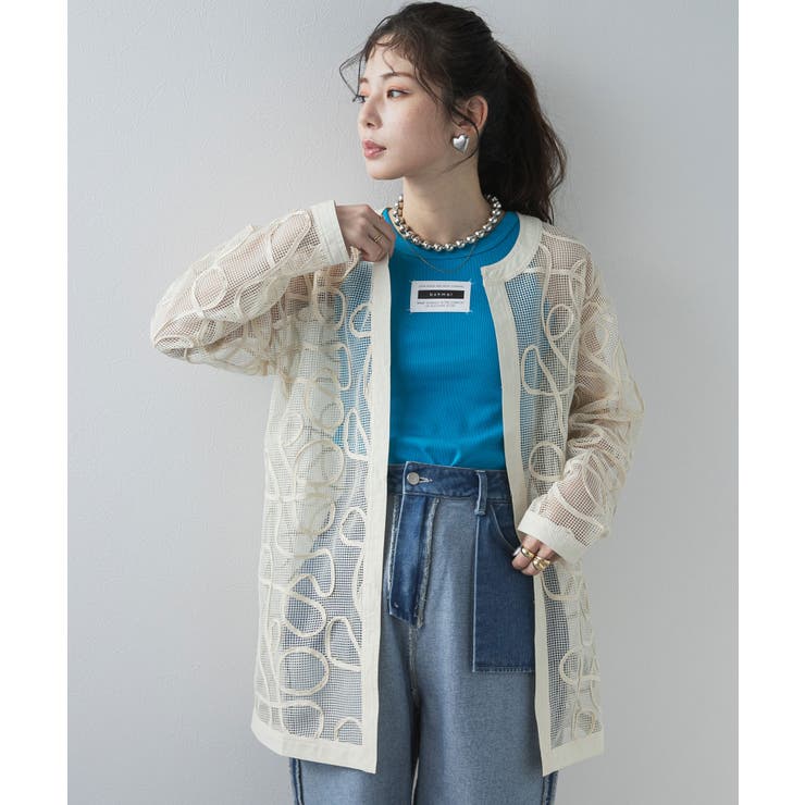 コード刺繍メッシュチュニックカーデ 韓国 夢展望 | 夢展望 | 詳細画像6 